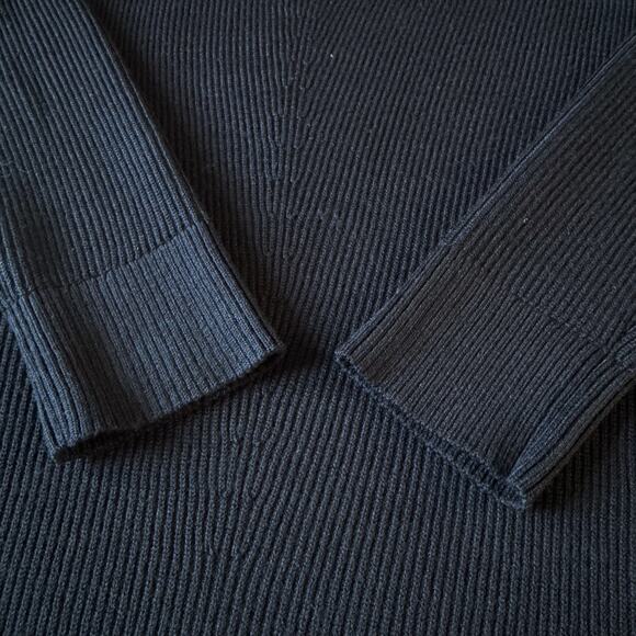 Athleta Hanover V Neck Knit Ribbed Sweater Women Large Black Merino wool blend - Picture 4 of 10